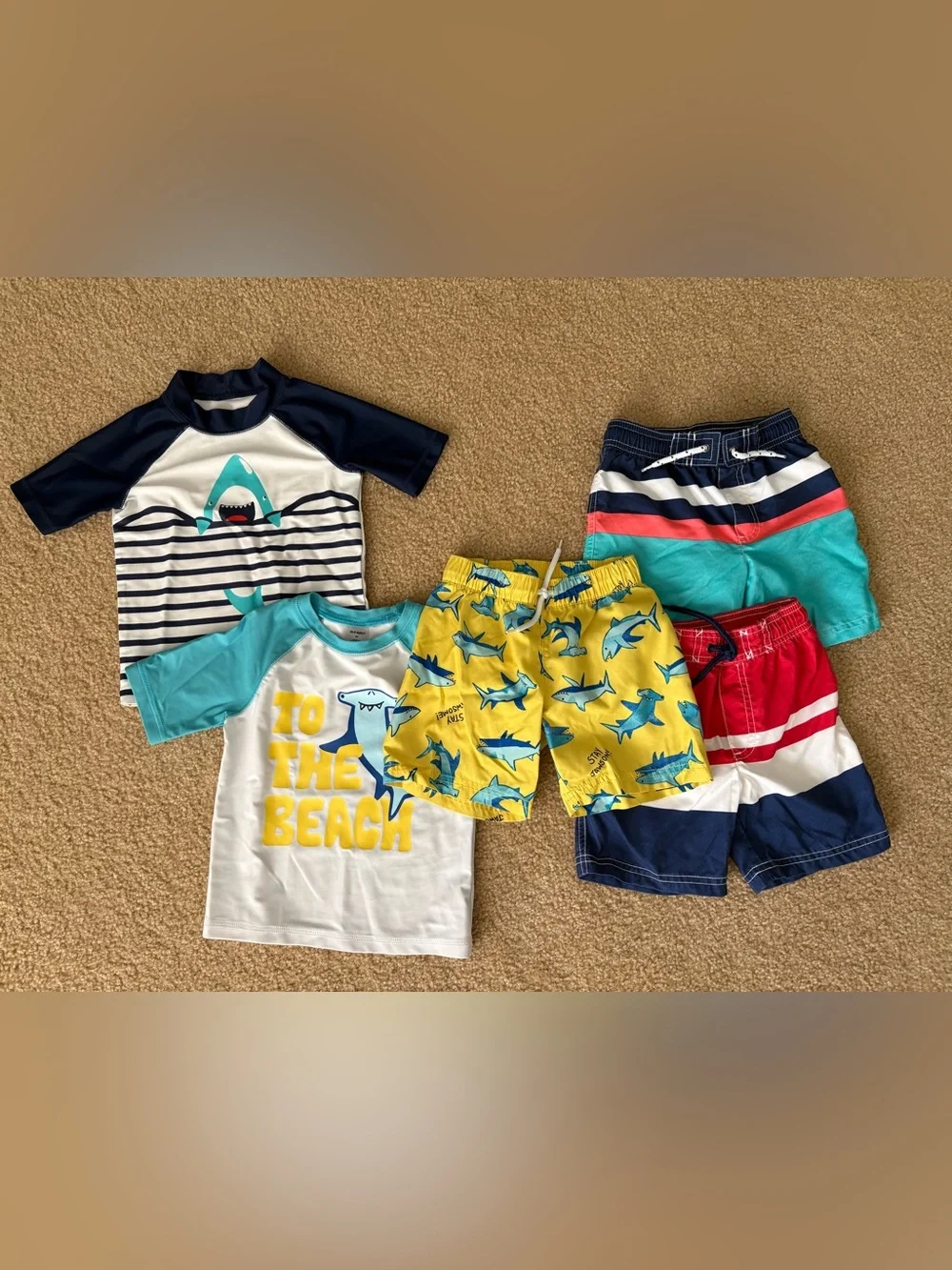 3T Old Navy & Carter’s Brand Swim Bundle - 3 boys suits and 2 rash guards